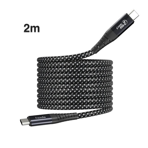 [021329009001] hoda充電_240W USB-C to C 磁吸收納編織快充線 2M 黑 (174)