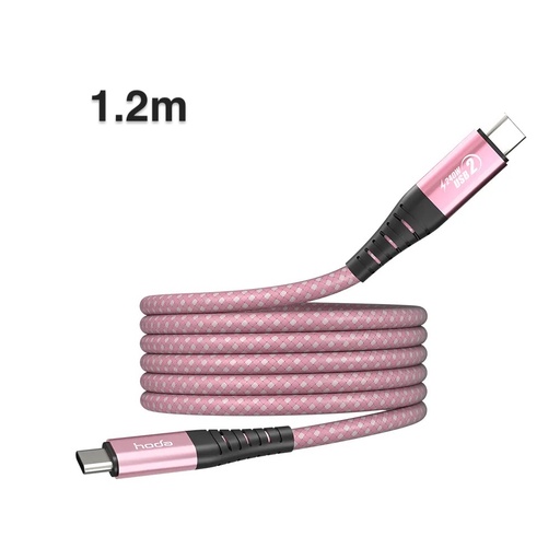 [021349008901] hoda充電_240W USB-C to C 磁吸收納編織快充線 1.2M 粉 (150)