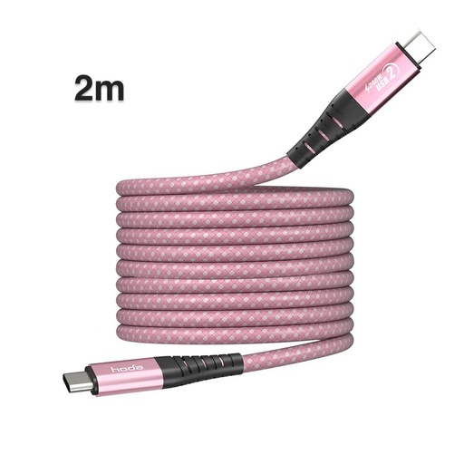 [021349009001] hoda充電_240W USB-C to C 磁吸收納編織快充線 2M 粉 (204)