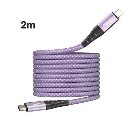 [0213I9009001] hoda充電_240W USB-C to C 磁吸收納編織快充線 2M 紫 (198)