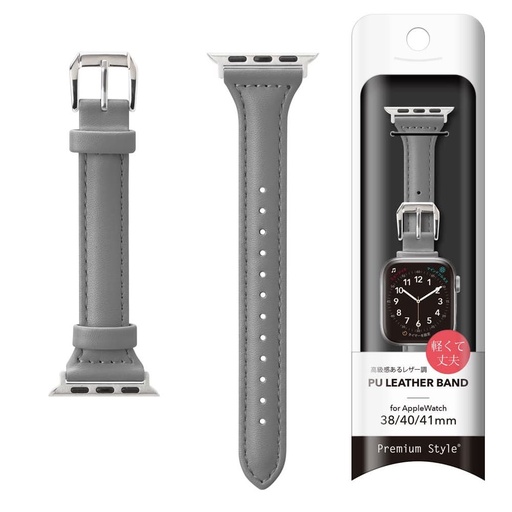 [PG-AW41PU02GY] PGA_錶帶PU皮革_Apple Watch 41/40/38mm 灰色(580)