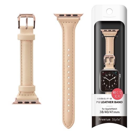 [PG-AW41PU03BE] PGA_錶帶PU皮革_Apple Watch 41/40/38mm 米色(597)
