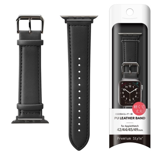 [PG-AW49PU01BK] PGA_錶帶PU皮革_Apple Watch 49/45/44/42mm 黑色(726)