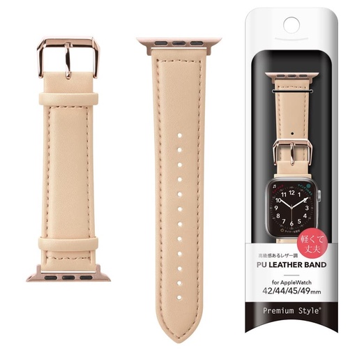 [PG-AW49PU03BE] PGA_錶帶PU皮革_Apple Watch 49/45/44/42mm 米色(740)