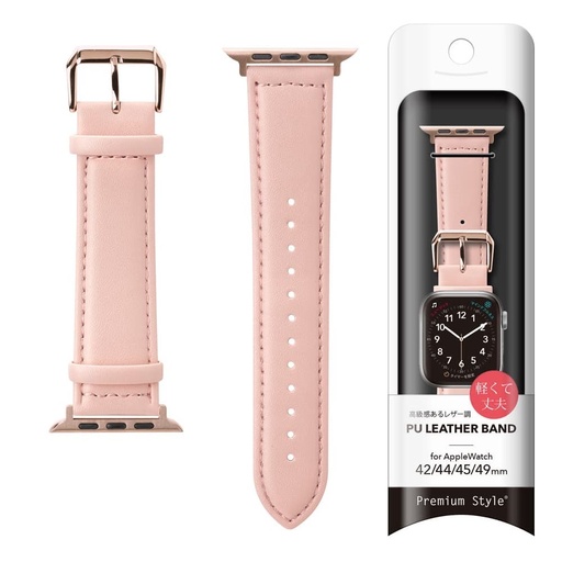 [PG-AW49PU05PK] PGA_錶帶PU皮革_Apple Watch 49/45/44/42mm 粉色(764)