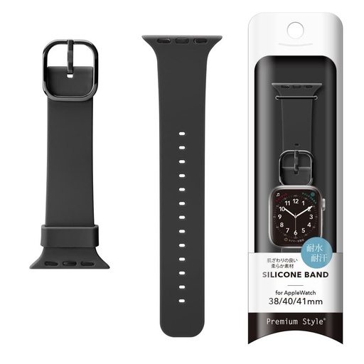 [PG-AW41SC01BK] PGA_硅膠錶帶_Apple Watch 41/40/38mm 黑色(672)