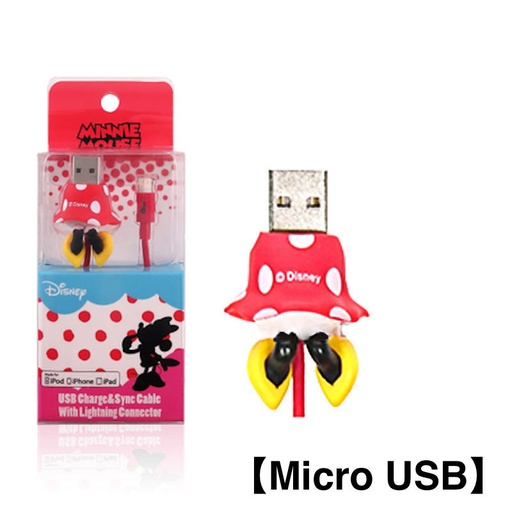 [D31-9-0033] Disney_屁屁傳輸線1.0m _MicroUSB_米妮 (182)