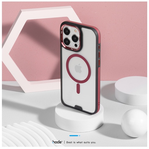 [02771G15P001] hoda殼_彩石軍規MagSafe_iPhone15Pro酒紅 (497)