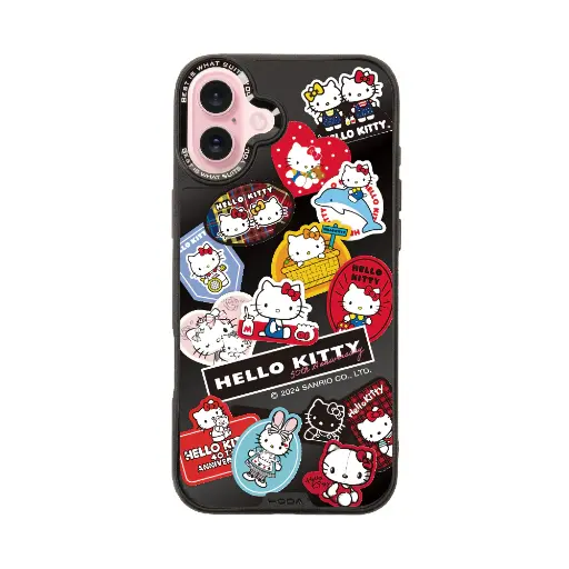 [134306016PL1] hoda殼_幻石三麗鷗黑鏡系列 iPhone16Plus 拼貼KITTY(6968)