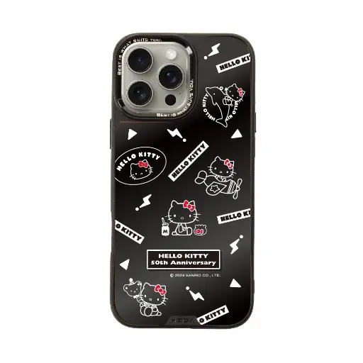 [134307016PM1] hoda殼_幻石三麗鷗黑鏡系列 iPhone16ProMax 簡約KITTY(7224)