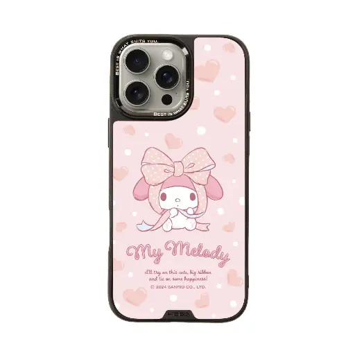 [133425016P01] hoda殼_幻石三麗鷗玻璃系列 iPhone16Pro 蝴蝶結美樂蒂 (9259)