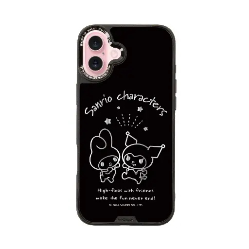 [135420316001] hoda殼_幻石三麗鷗銀鏡(黑底)系列 iPhone16 美樂蒂遇見酷洛米 (5654)