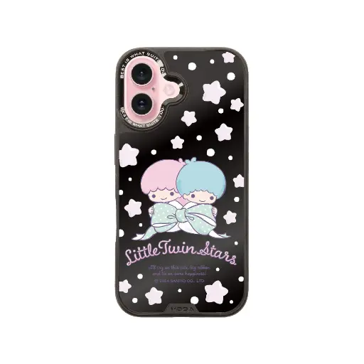[134422016PL1] hoda殼_幻石三麗鷗黑鏡系列 iPhone16Plus 蝴蝶結kiki&lala (9686)