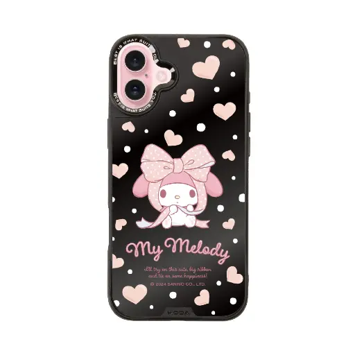 [134425016PL1] hoda殼_幻石三麗鷗黑鏡系列 iPhone16Plus 蝴蝶結美樂蒂 (9808)