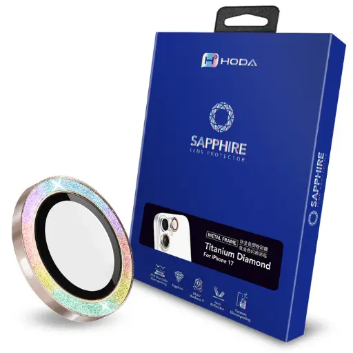 [018570002101] hoda_藍寶石鏡頭貼 iPhone17 鈦金色 閃粉彩鑽 (537)
