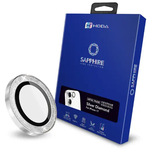 [018570002201] hoda_藍寶石鏡頭貼 iPhone17 鈦銀色 閃粉白鑽 (544)