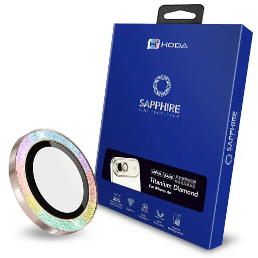 [018570002401] hoda_藍寶石鏡頭貼 iPhone17Air 鈦金色 閃粉彩鑽（568）