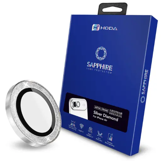 [018570002501] hoda_藍寶石鏡頭貼 iPhone17Air 鈦銀色 閃粉白鑽（575）