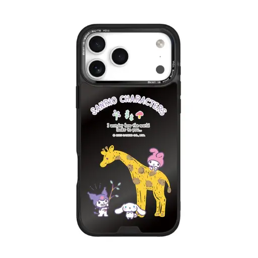 [134428017PM1] HODA殼_幻石三麗鷗黑鏡系列 iPhone17ProMAX 手繪風長頸鹿 (3361)