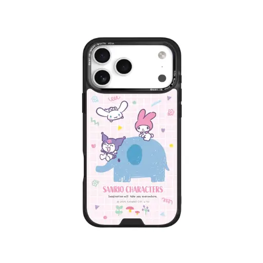 [133429017P01] HODA殼_幻石三麗鷗玻璃系列 iPhone18Pro/17Pro 手繪風大象 (2982)