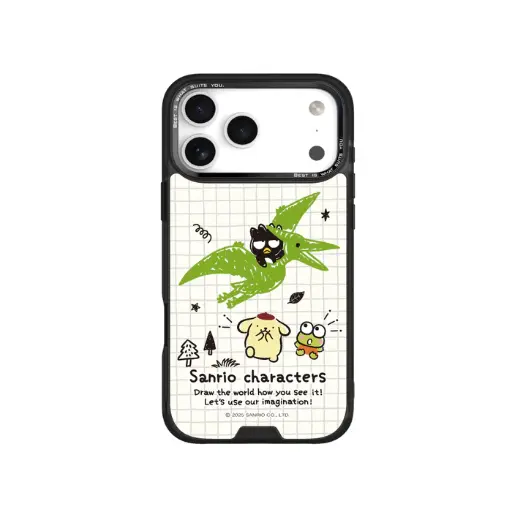 [133432017P01] HODA殼_幻石三麗鷗玻璃系列 iPhone17Pro 手繪風翼手龍 (3101)