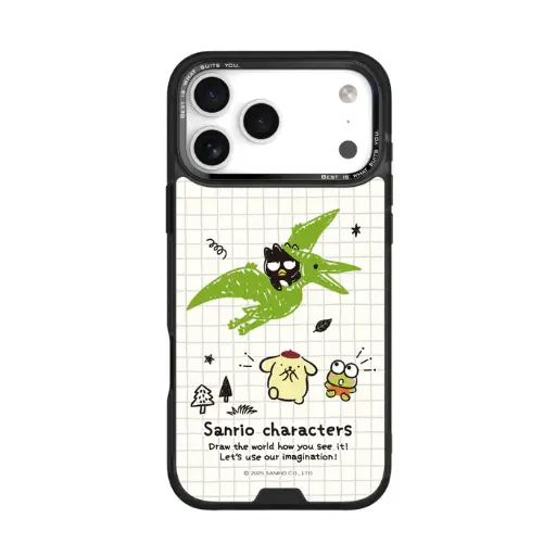 [133432017PM1] HODA殼_幻石三麗鷗玻璃系列 iPhone17ProMAX 手繪風翼手龍 (3118)