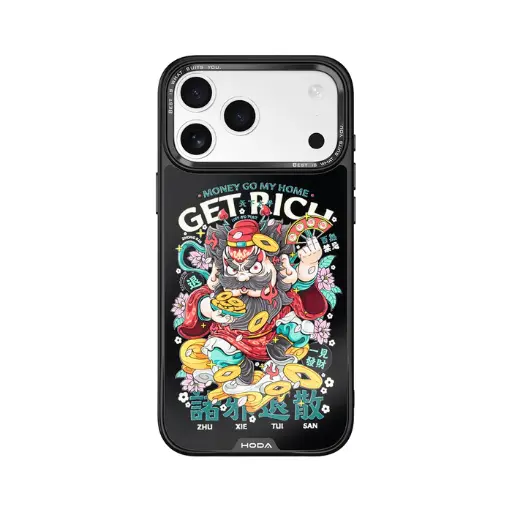 [134625017PM1] HODA殼_幻石狂奔的包子黑鏡防摔殼 iPhone17ProMAX 諸邪退散 午夜黑 (6843)