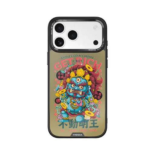 [135607017PM1] HODA殼_幻石狂奔的包子銀鏡防摔殼 iPhone17ProMAX 不動明王 復古黃 (6669)