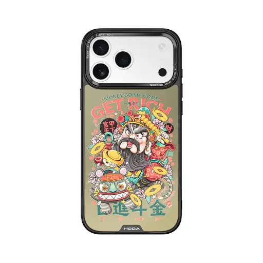 [135611017P01] HODA殼_幻石狂奔的包子銀鏡防摔殼 iPhone17Pro 日進斗金 復古黃 (6508)