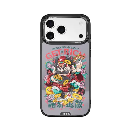 [135624017P01] HODA殼_幻石狂奔的包子銀鏡防摔殼 iPhone17Pro 諸邪退散 銀色 (6638)