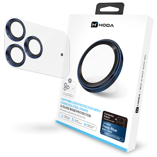 [01C570001301] Hoda_藍寶石不鏽鋼貼+玻璃貼 iPhone17ProMAX 藍色 (786)