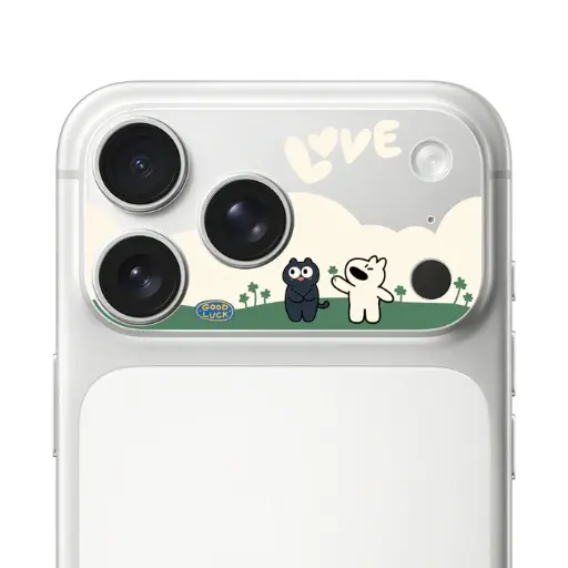 [047704717P01] HODA 滿版鏡頭底座霧面保護貼阿耀與黑寶 iPhone17Pro 我喜番你 (1210)