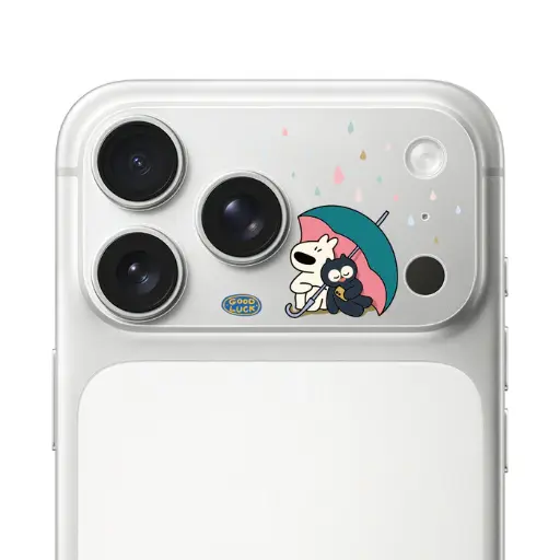 [047708717P01] HODA 滿版鏡頭底座霧面保護貼阿耀與黑寶 iPhone17Pro 與你一起 (1258)